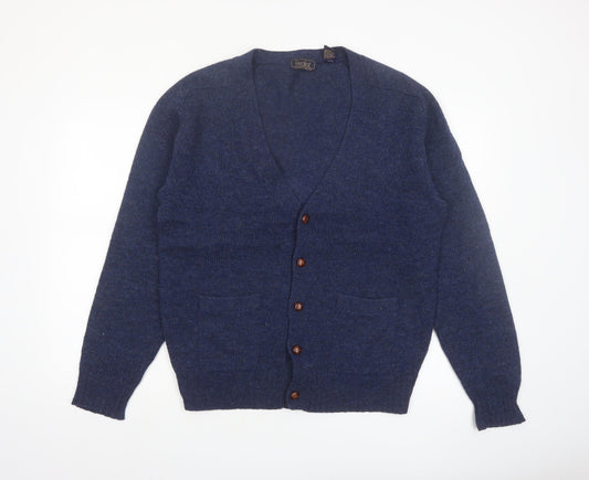 Finalist Men's Blue Wool Shetland Cardigan L Classic Knit