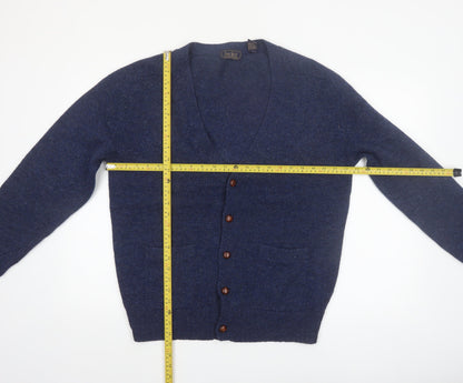 Finalist Men's Blue Wool Shetland Cardigan L Classic Knit