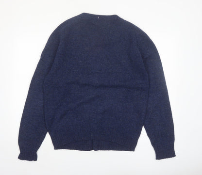 Finalist Men's Blue Wool Shetland Cardigan L Classic Knit