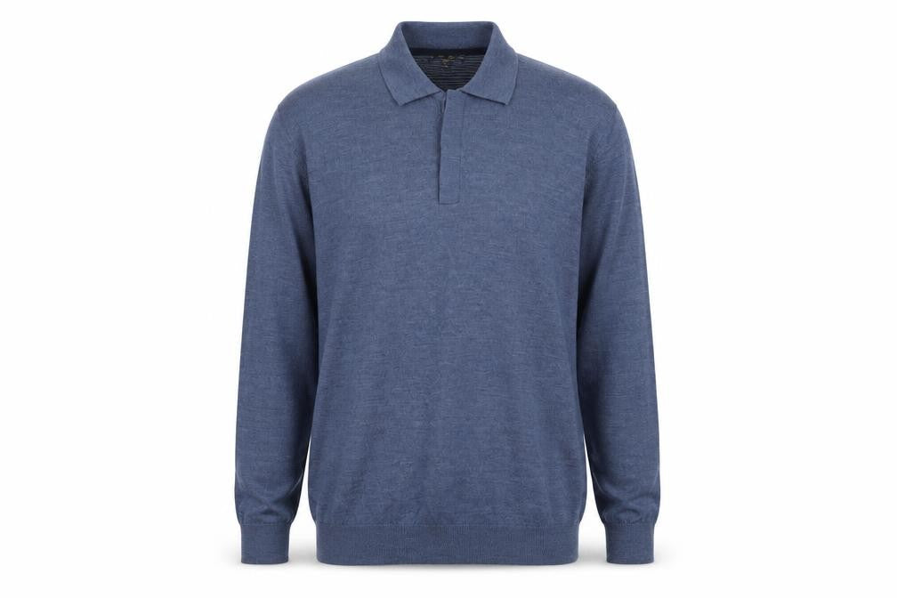 Club Room Men's Blue Collared Pullover Jumper XL Merino Wool Blend