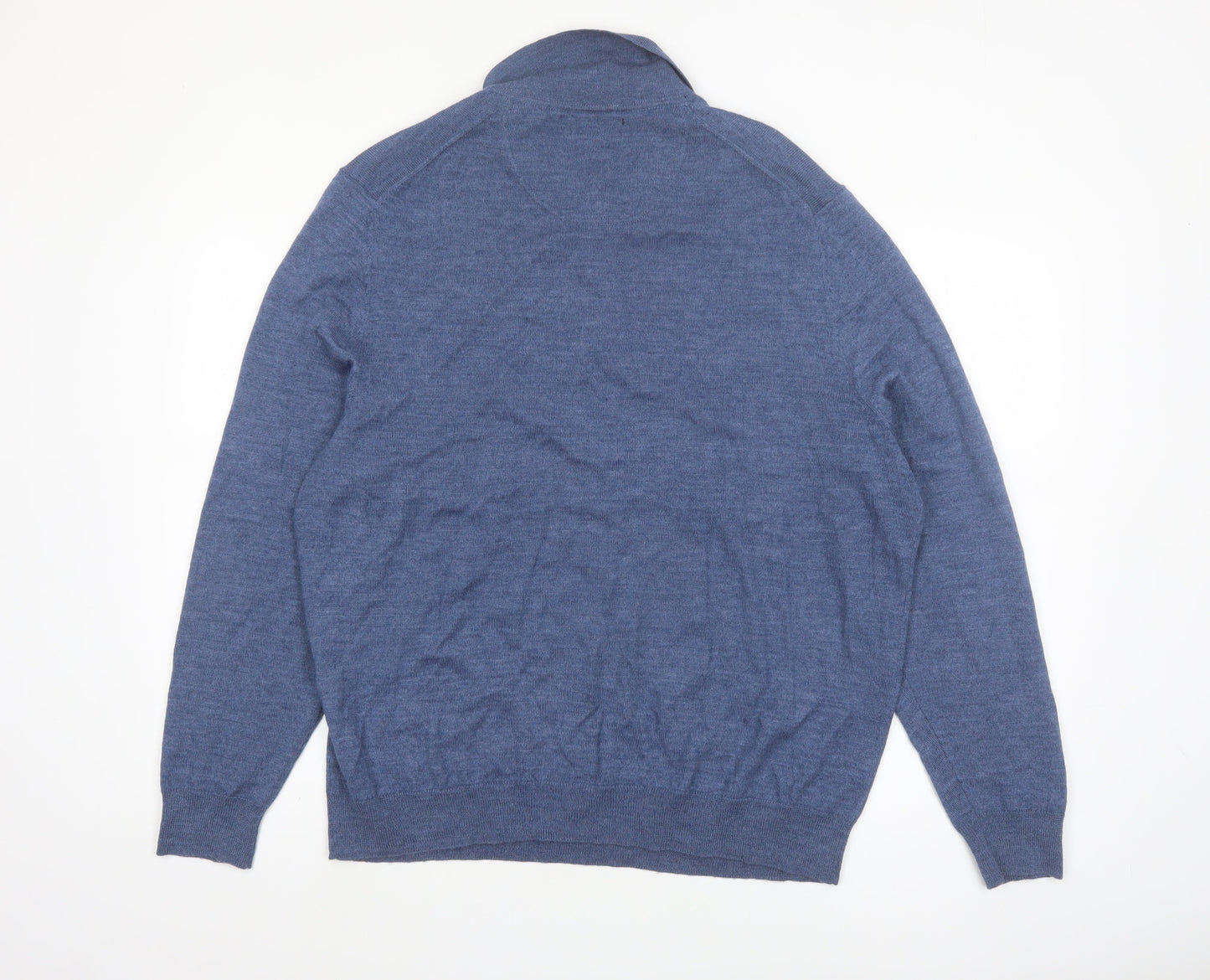 Club Room Men's Blue Collared Pullover Jumper XL Merino Wool Blend