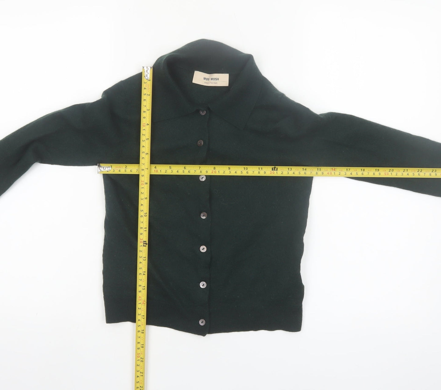 Mos Mosh Women's Green Collared Wool Blend Cardigan XS
