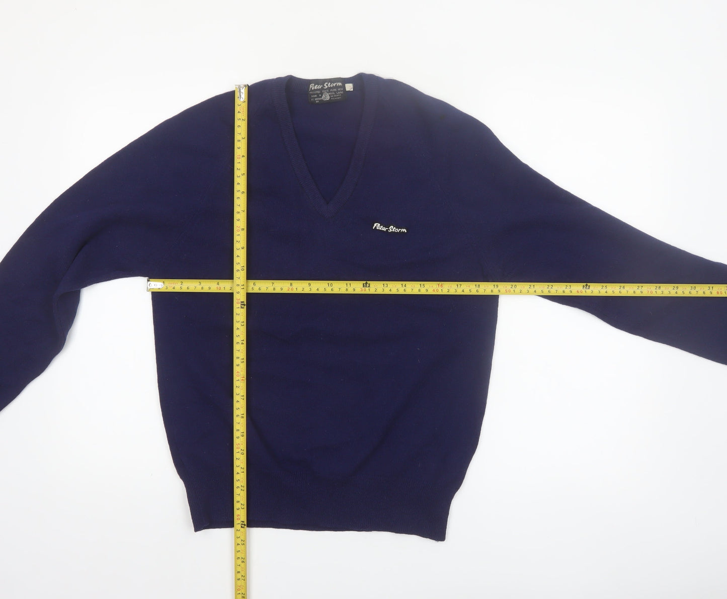 Peter Storm Men’s Blue Wool V-Neck Pullover Jumper M