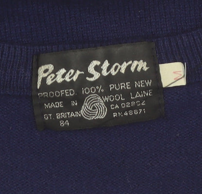 Peter Storm Men’s Blue Wool V-Neck Pullover Jumper M