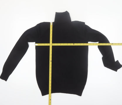 Uniqlo Women Black Wool Roll Neck Jumper Size S