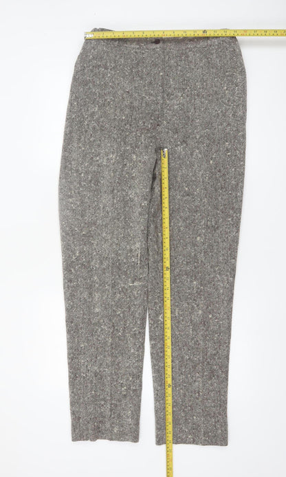 Bassonova Women’s Grey Tweed Wool Blend Straight Trousers Size 12