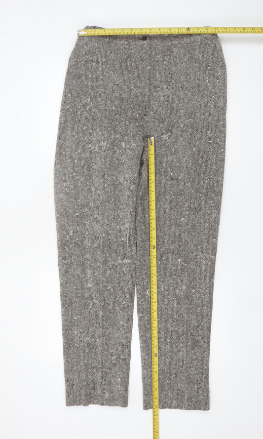 Bassonova Women’s Grey Tweed Wool Blend Straight Trousers Size 12