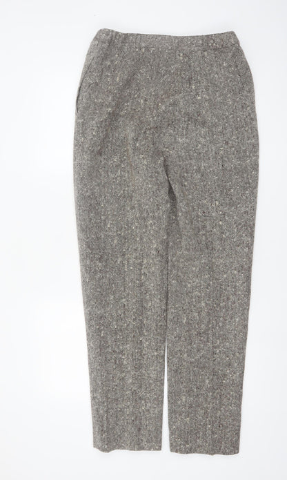 Bassonova Women’s Grey Tweed Wool Blend Straight Trousers Size 12