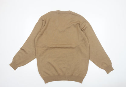 Monte Carlo Men's Beige Wool V-Neck Classic Pullover Jumper L