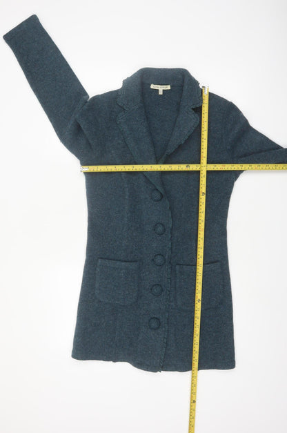 Laura Ashley Women Blue Wool Long Sleeve Cardigan UK 12 Classic Style