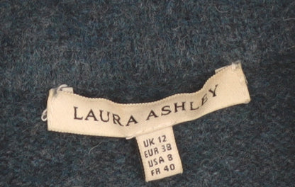 Laura Ashley Women Blue Wool Long Sleeve Cardigan UK 12 Classic Style