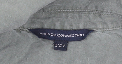 French Connection Women Green Shirt Dress Size 8 Linen Blend