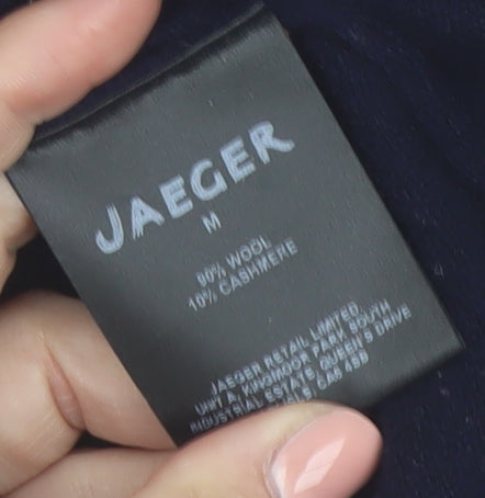 Jaeger Women Black Wool Cashmere V-Neck Pullover Jumper M