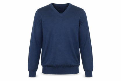 Point Zero Men's Blue V-Neck Wool Blend Jumper Size S