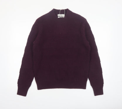 Marks and Spencer Men's Purple Lambswool Blend Jumper Size S
