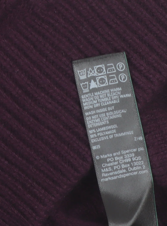 Marks and Spencer Men's Purple Lambswool Blend Jumper Size S