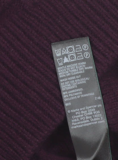 Marks and Spencer Men's Purple Lambswool Blend Jumper Size S