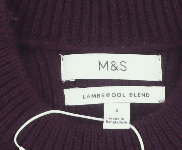 Marks and Spencer Men's Purple Lambswool Blend Jumper Size S