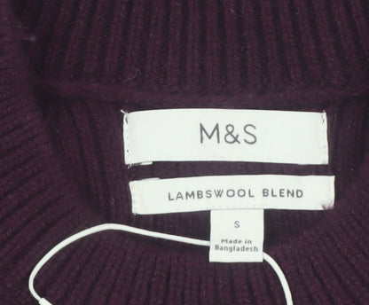 Marks and Spencer Men's Purple Lambswool Blend Jumper Size S