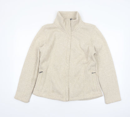 Lands' End Women's Beige Fleece Zip Jacket Size M Regular
