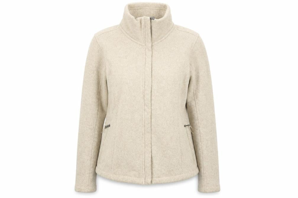 Lands' End Women's Beige Fleece Zip Jacket Size M Regular