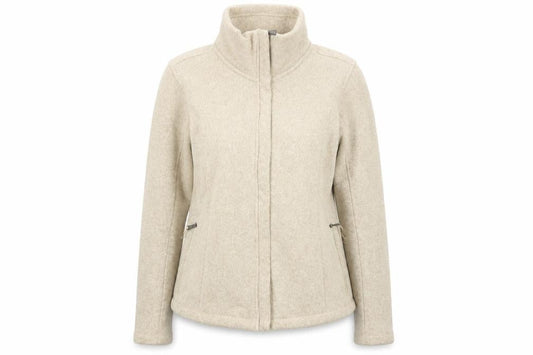 Lands' End Women's Beige Fleece Zip Jacket Size M Regular