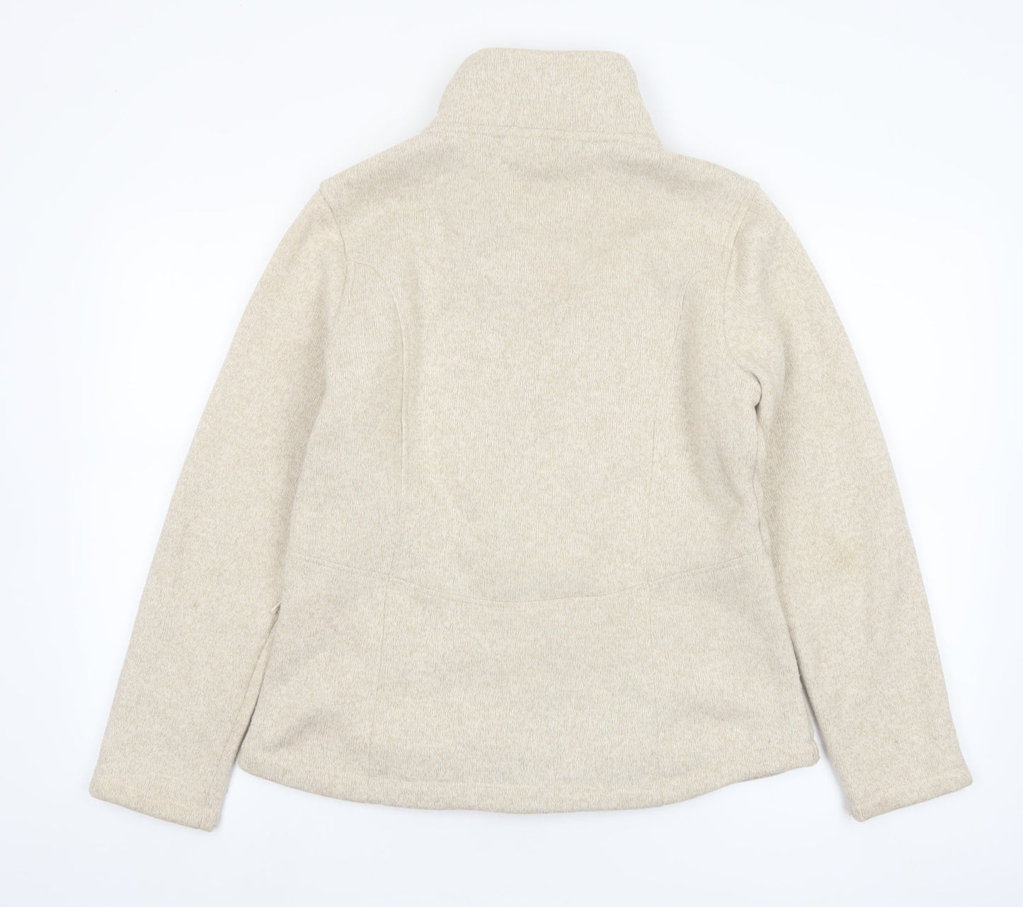 Lands' End Women's Beige Fleece Zip Jacket Size M Regular