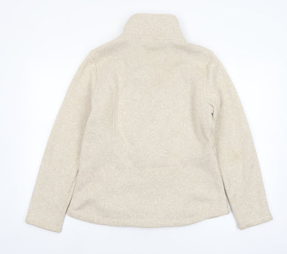 Lands' End Women's Beige Fleece Zip Jacket Size M Regular