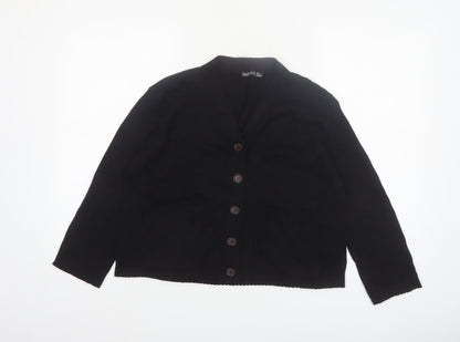 Boohoo Petite Women's Black V-Neck Button Cardigan Size 8