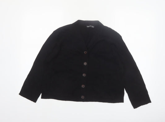 Boohoo Petite Women's Black V-Neck Button Cardigan Size 8