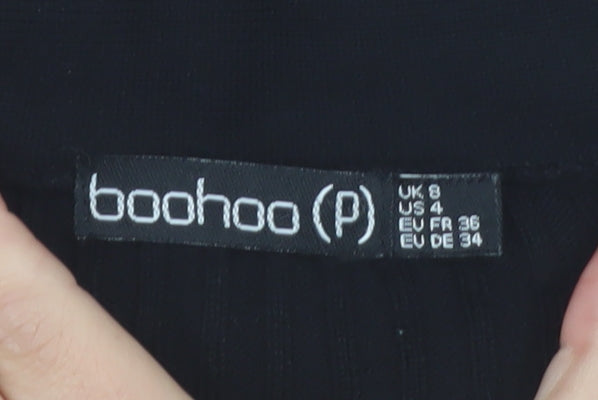 Boohoo Petite Women's Black V-Neck Button Cardigan Size 8