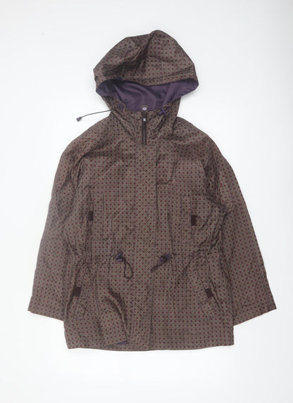 Sequence Women’s Brown Geometric Hooded Anorak Jacket XS Petite