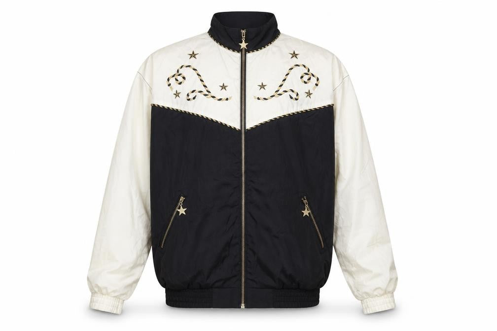Blast Men's Black and White Nylon Bomber Jacket L Western Star Design