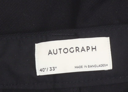 Marks and Spencer Autograph Men's Black Cotton Chino Trousers 40W 33L