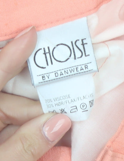 Choise by Danwear Women’s Pink Linen Viscose Pleated Trousers Size 12