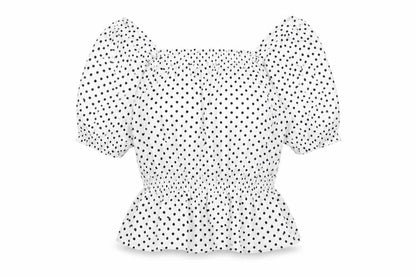 Dorothy Perkins Women’s White Polka Dot Puff Sleeve Cropped Blouse Size M