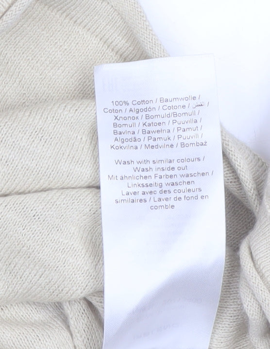 Blend Men's Beige Long Sleeve Cotton Crew Neck Top Size M