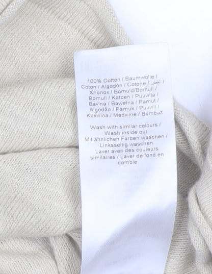 Blend Men's Beige Long Sleeve Cotton Crew Neck Top Size M
