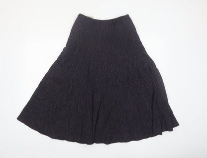 Viyella Women's Black Petite Wool Blend A-Line Midi Skirt Size 8