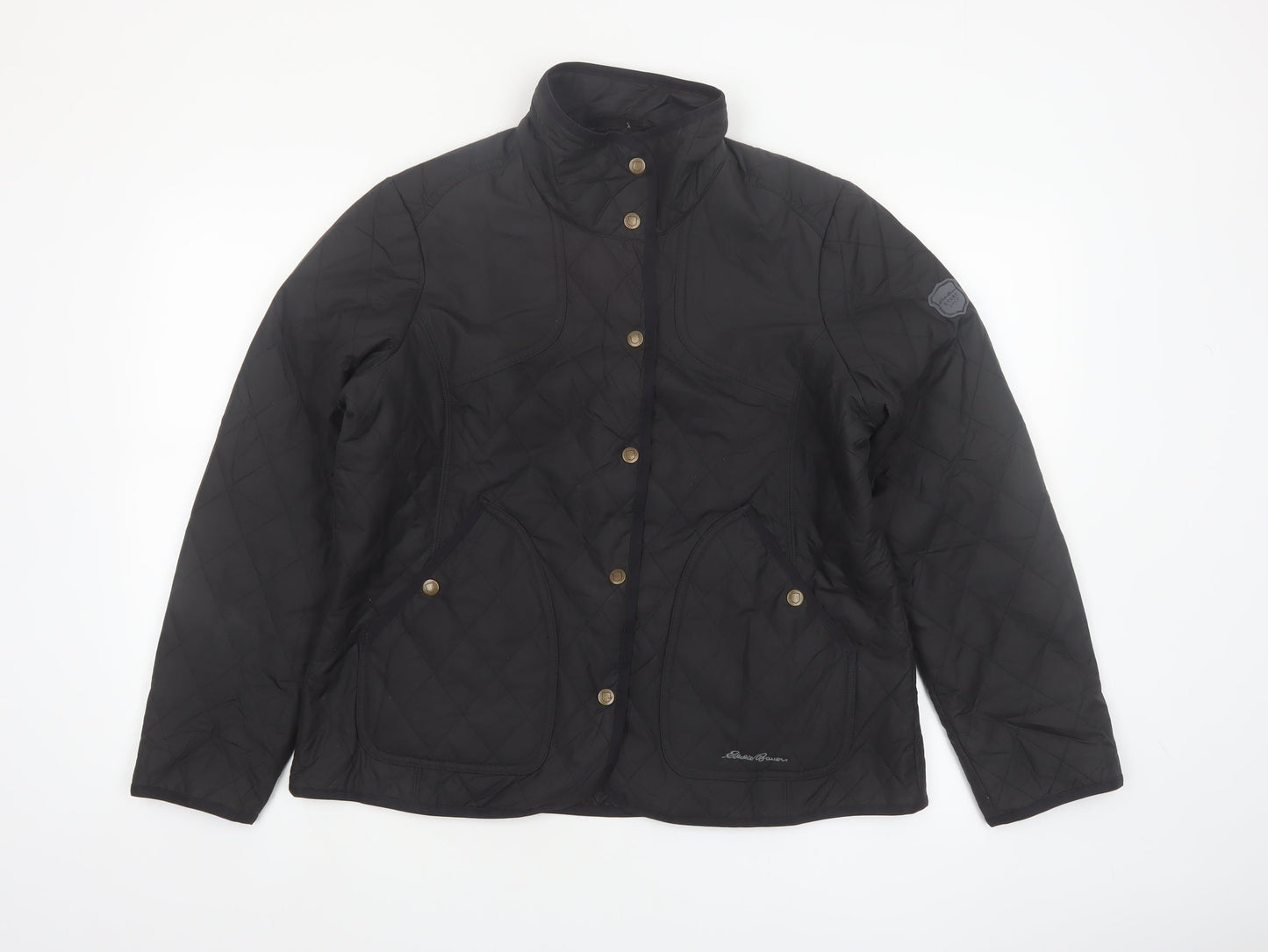 Eddie Bauer Women Black Quilted Mid-Length Jacket Size 16