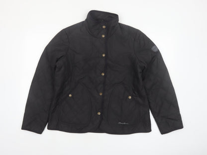 Eddie Bauer Women Black Quilted Mid-Length Jacket Size 16