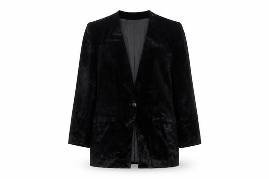 Liz Claiborne Women Black Velvet Single-Breasted Blazer Size 10