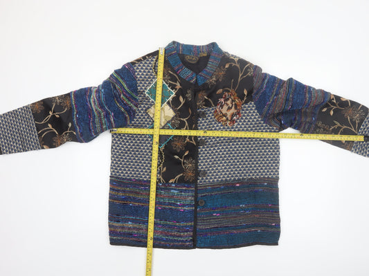 Julia Lin Women's Multicoloured Patchwork Jacket Size M Bohemian Style