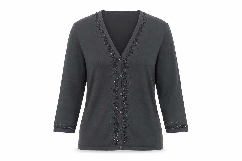Marks & Spencer Womens Pewter Beaded Silk Cardigan UK 10