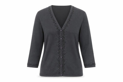 Marks & Spencer Womens Pewter Beaded Silk Cardigan UK 10