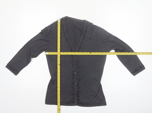 Marks and Spencer Womens Pewter Beaded Silk Cardigan UK 10