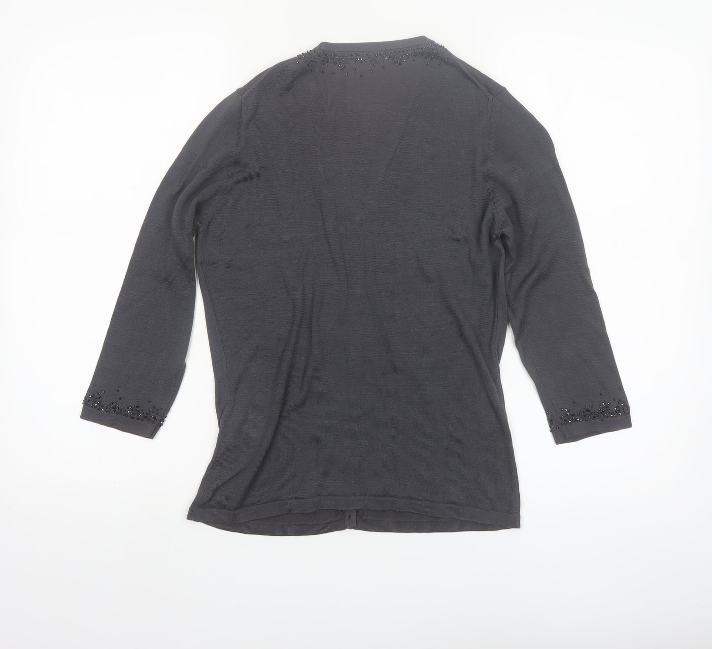 Marks and Spencer Womens Pewter Beaded Silk Cardigan UK 10
