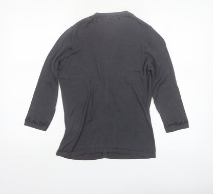 Marks and Spencer Womens Pewter Beaded Silk Cardigan UK 10