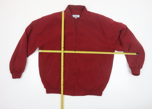 Milano Men's Red Bomber Jacket L Polyester Casual Vintage