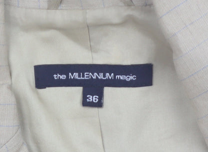 The Millennium Magic Beige Pinstripe Linen Blend Single-Breasted Blazer Size 8